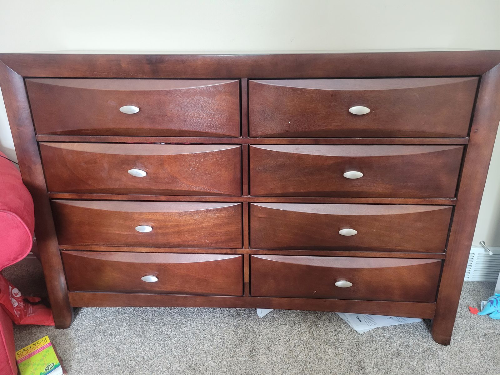 Solid Merlot color 8 drawer dresser