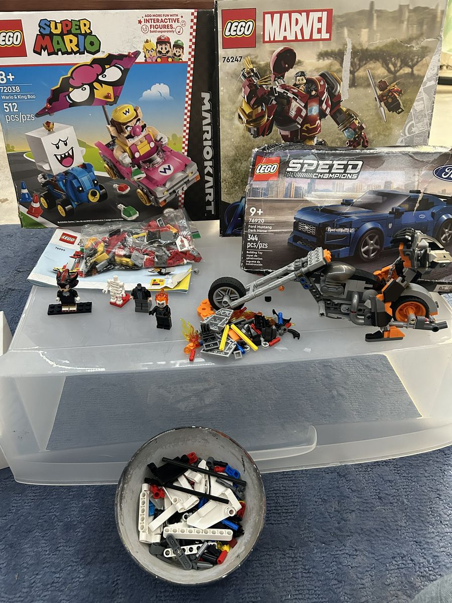 LEGO Lot – Mario, Marvel, Ford Mustang, Sonic, Ghost Rider & Loose Pieces