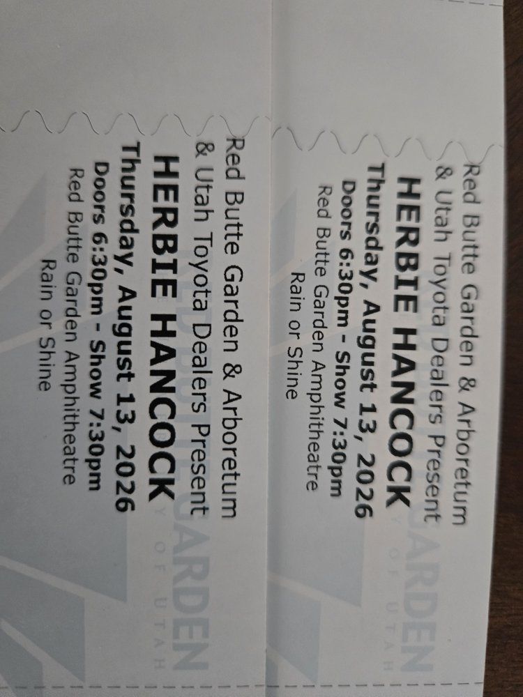 Pair of Herbie Hancock Concert Tickets - Red Butte Garden Amphitheatre (Aug 13, 2026)