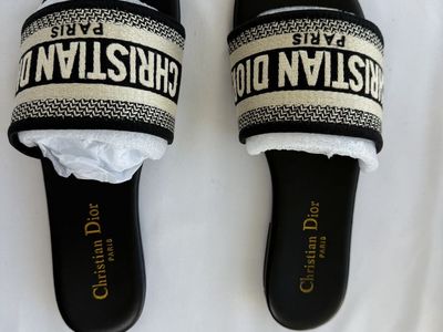 Christian Dior Sparkly Dway Slide Black Sandals - Women Size 7