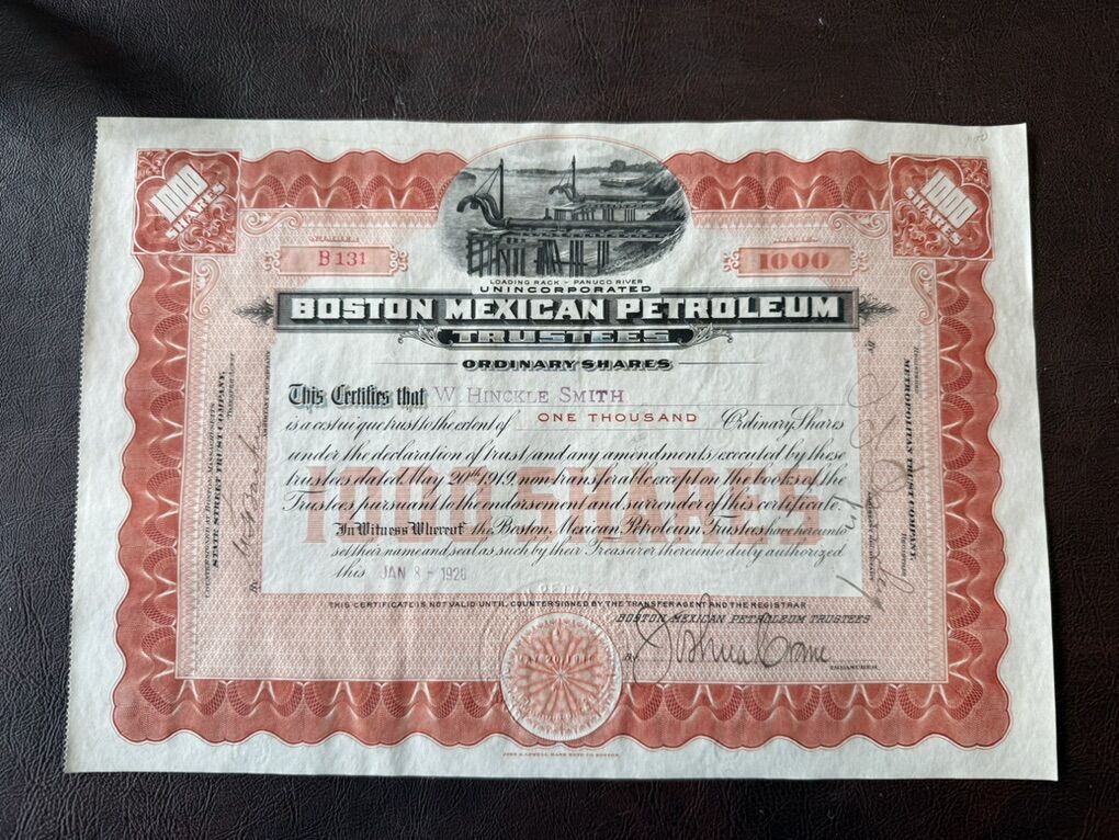 1920 Stock certificate