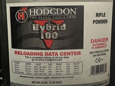 New Hodgdon Hybrid V 100 reloading powder