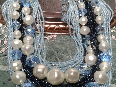 Vintage Laguna Multi Strand Necklace Blue