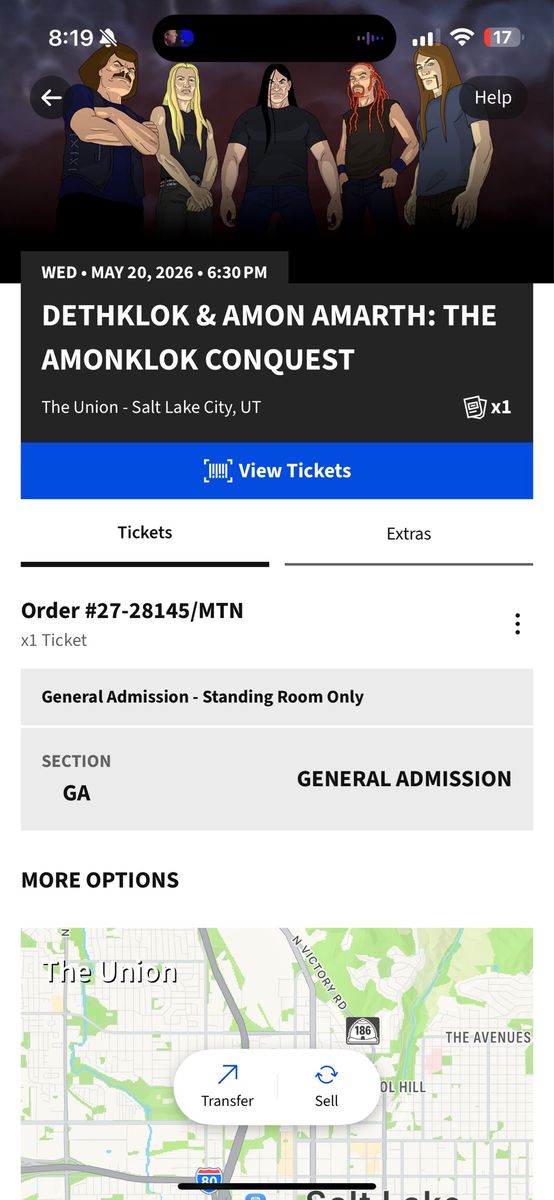 One Ticket to Dethklok & Amon Amarth May 20th