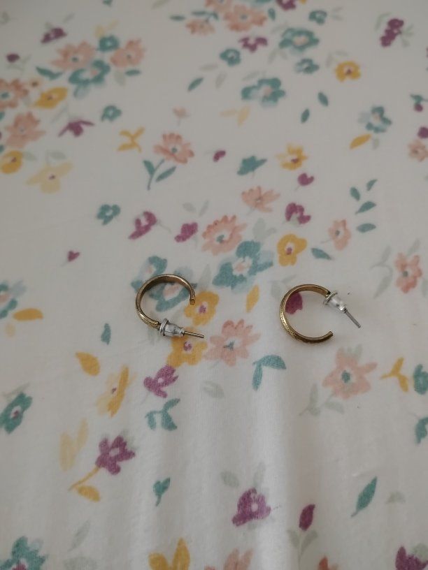 Gold Hoop Earrings, Small Half Circle Stud Earrings