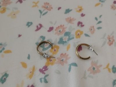 Gold Hoop Earrings, Small Half Circle Stud Earrings