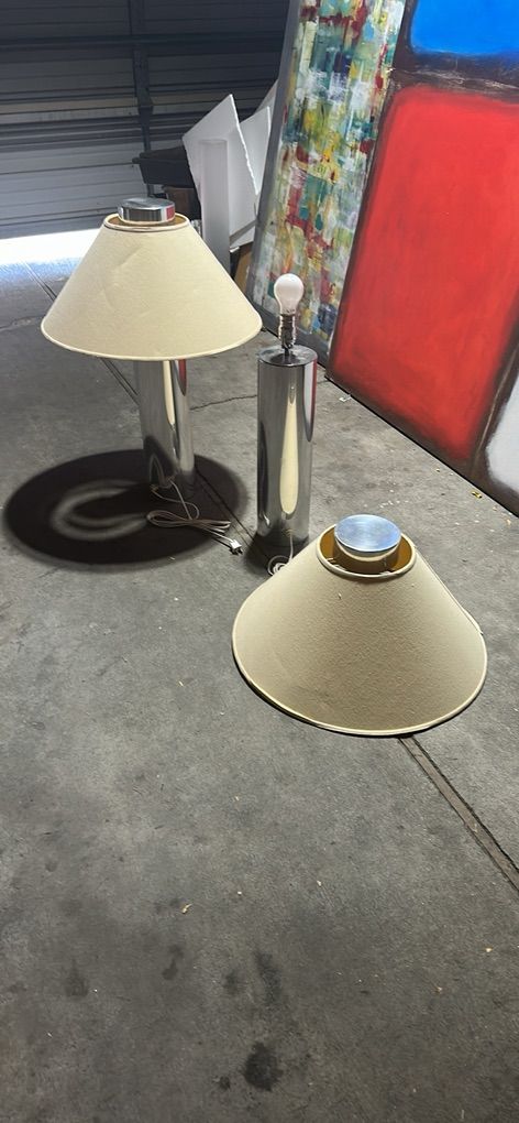 Pair of Vintage Modern Raymore Chrome Table Lamps