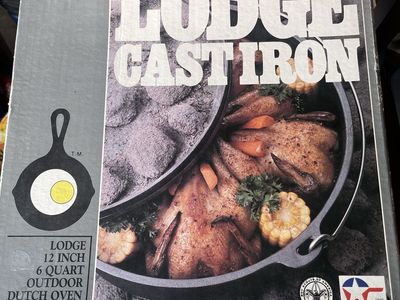 Lodge Cast Iron 12-inch, 6-Quart Outdoor Dutch Oven with Flanged Lid & Integral Legs