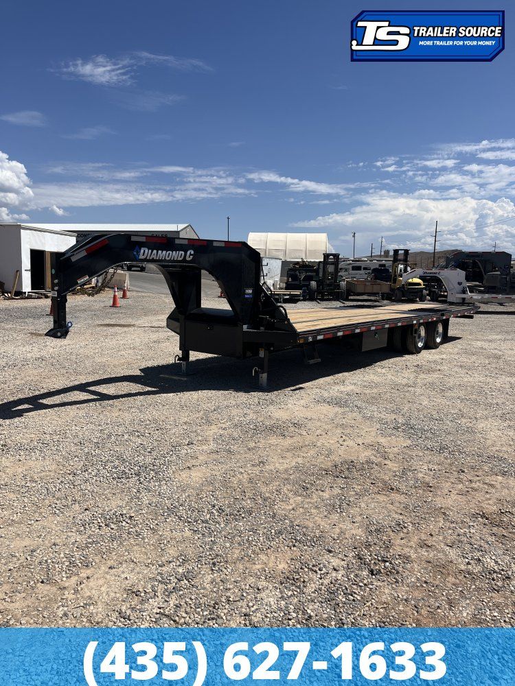 8.5x32 Diamond C FMAX-HDT 212 Gooseneck Hydraulic Dovetail Equipment Trailer - 25.9K GVWR - 18 Ply Tires, 2-Speed Jack, ABS