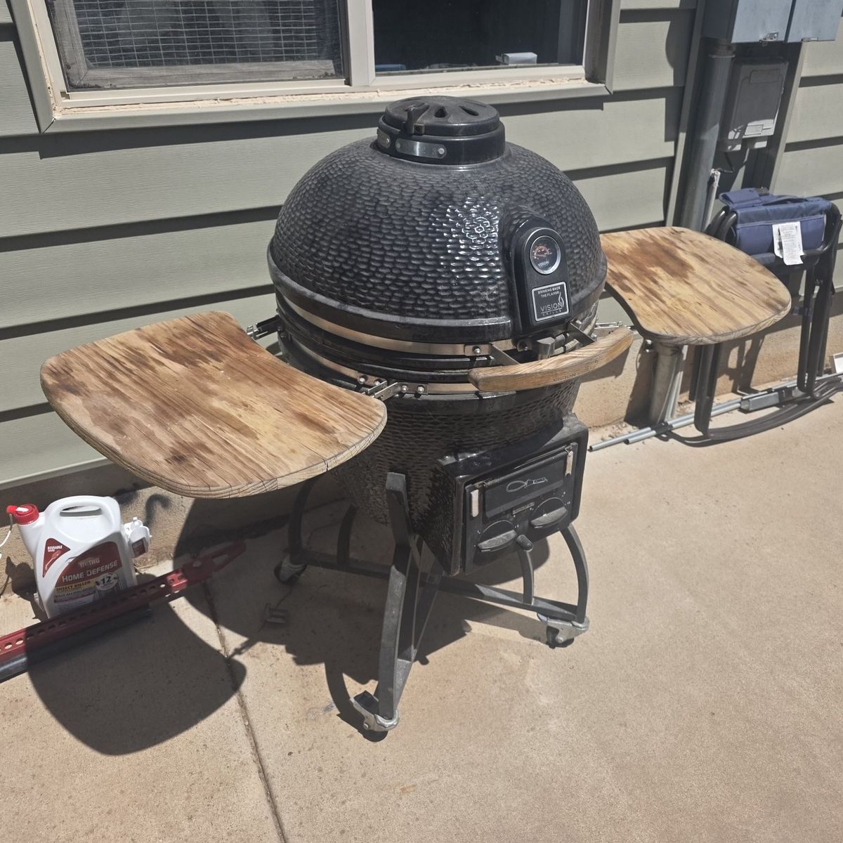 Vision Kamado Ceramic Charcoal Grill Smoker with Side Tables - Used