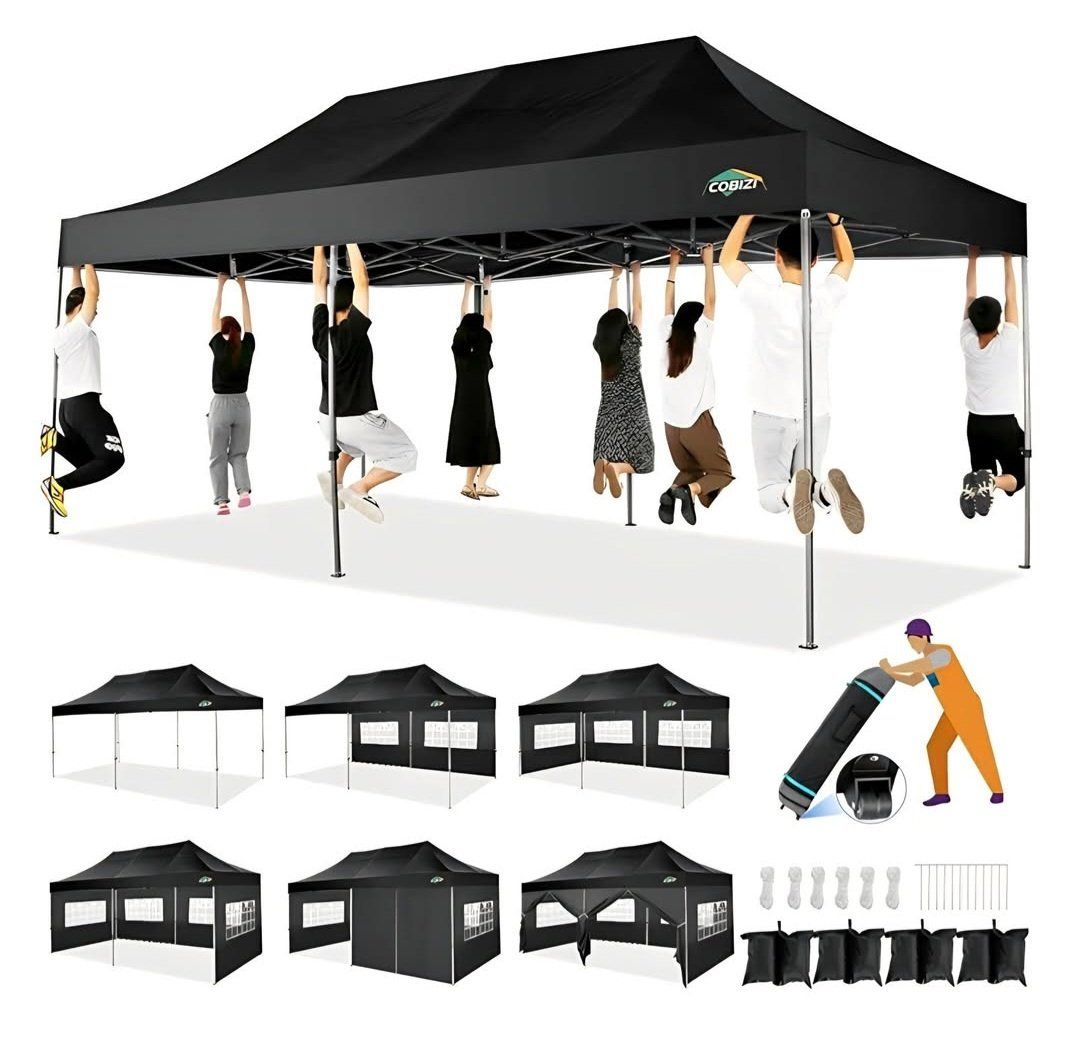 COBIZI 10x20 Heavy Duty Pop up Canopy Tent with 6