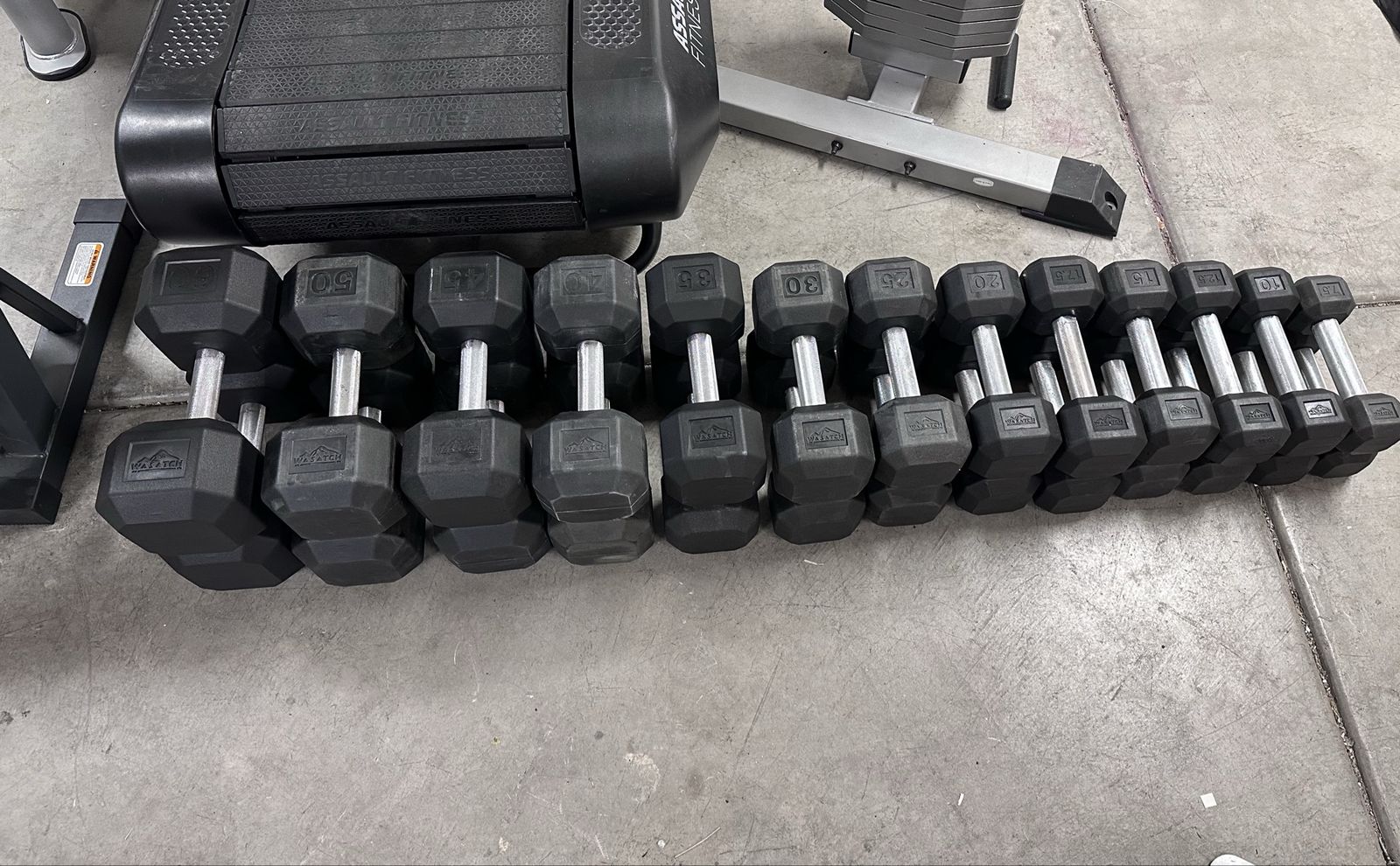 Wasatch Rubber Hex Dumbbells 7.5-60LB
