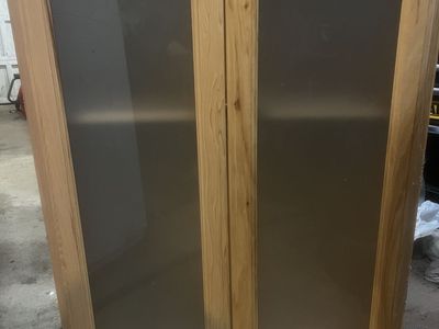 Custom Built Wood Cabinet w/ Frosted Glass