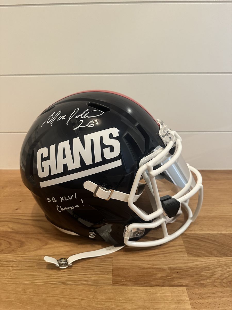 Antrel Rolle Signed NY Giants Full-Size Helmet with Visor – “SB XLVI Champs” – Leaf Witnessed