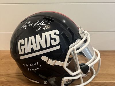 Antrel Rolle Signed NY Giants Full-Size Helmet with Visor – “SB XLVI Champs” – Leaf Witnessed