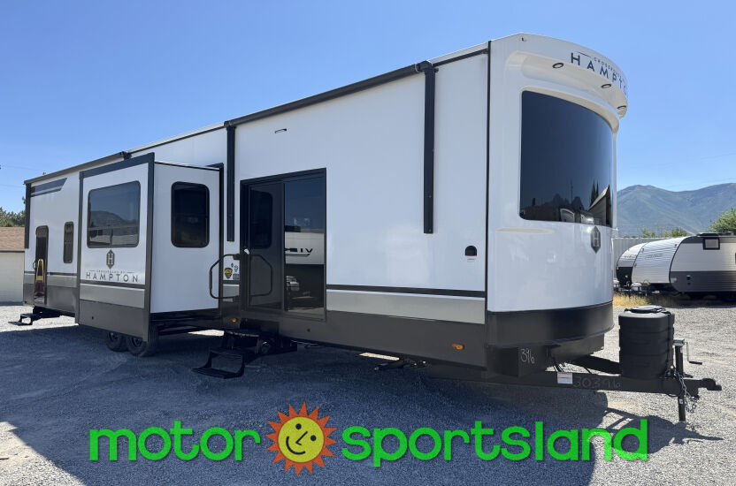 2025 Keystone Hampton 388FKL Rear Living Room Outdoor Kitchen