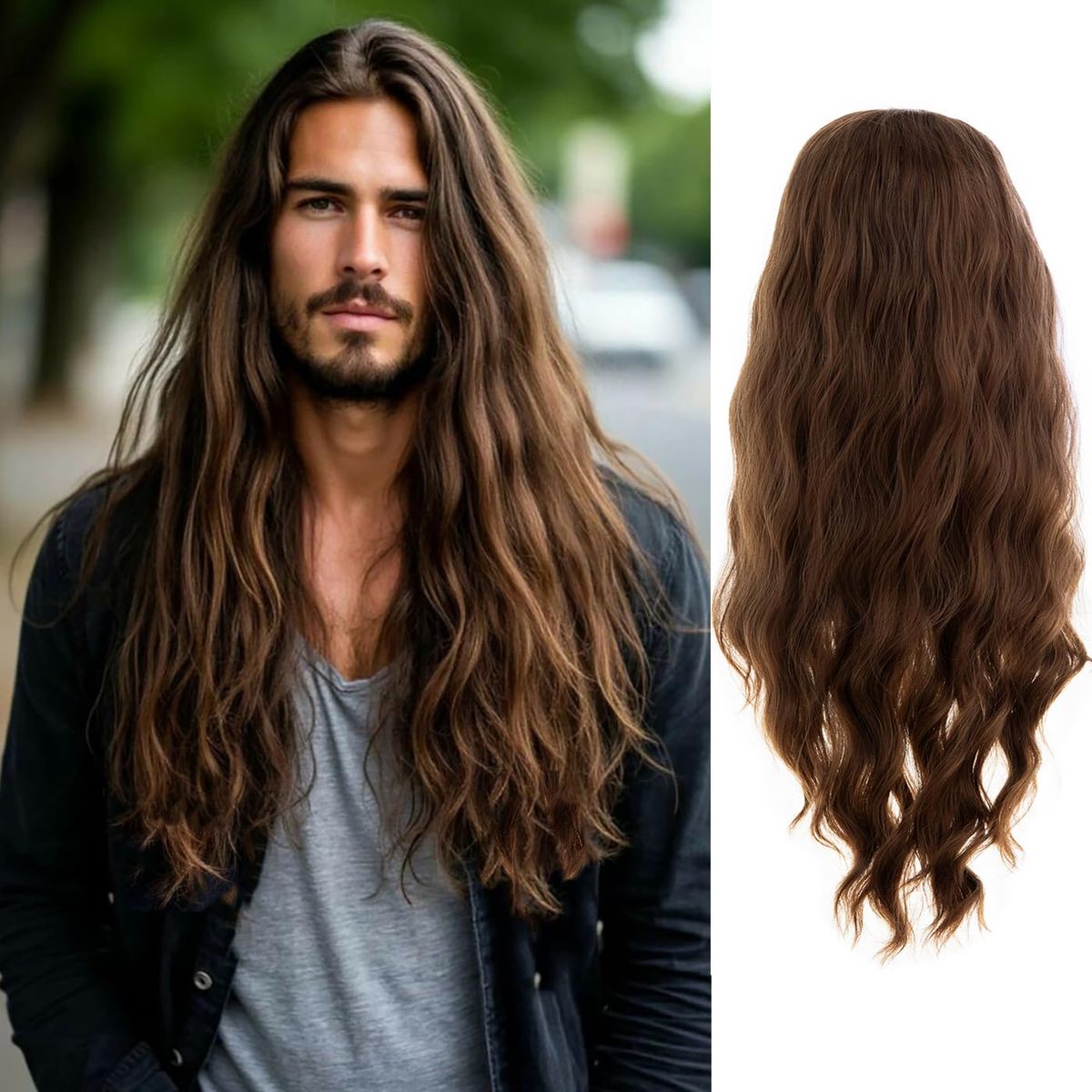 Men's 26" Brown Wig
