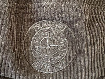 Supreme x Stone Island Black Corduroy Bucket Hat