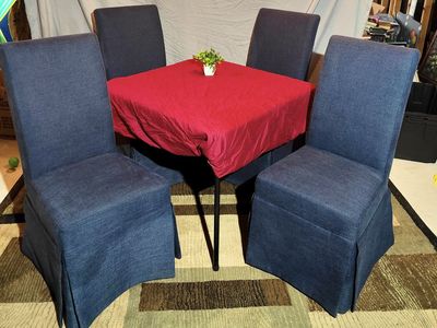 Set of 4 Blue Fabric Dining Chairs – Emerald Home (Retail $500) – Great Condition!