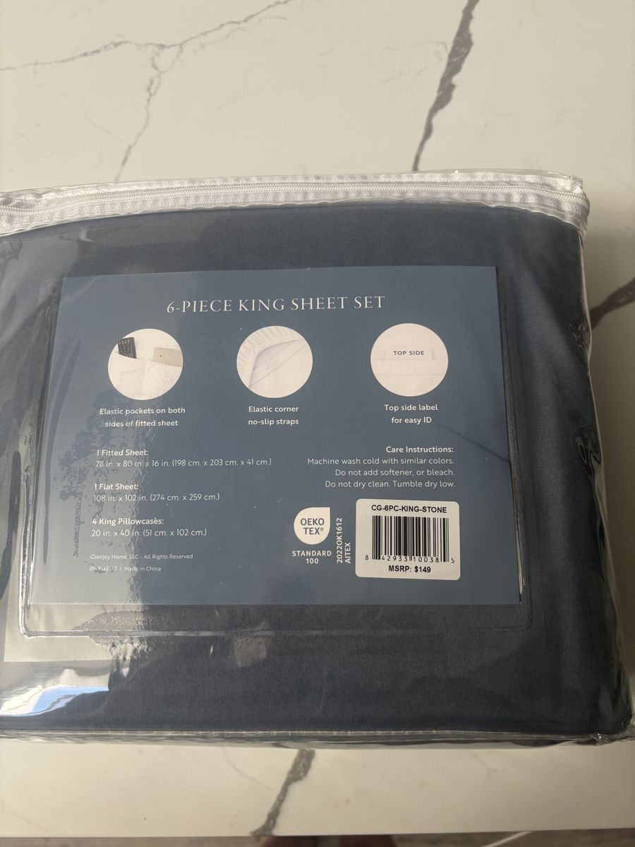 100% Polyester microfiber 95 GSM King size sheet set. Brand new, never used.