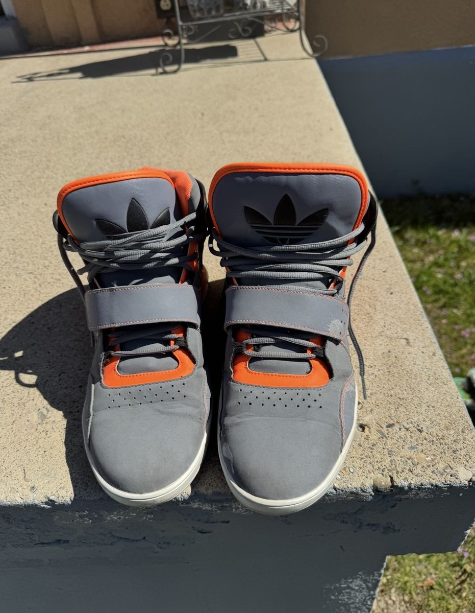 Adidas Adi-Rise 2.0 Mid Top Sneakers Men's Size 11 Gray Orange High Top