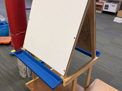 Wooden Children's Double-Sided Easel with Whiteboard and Storage Trays