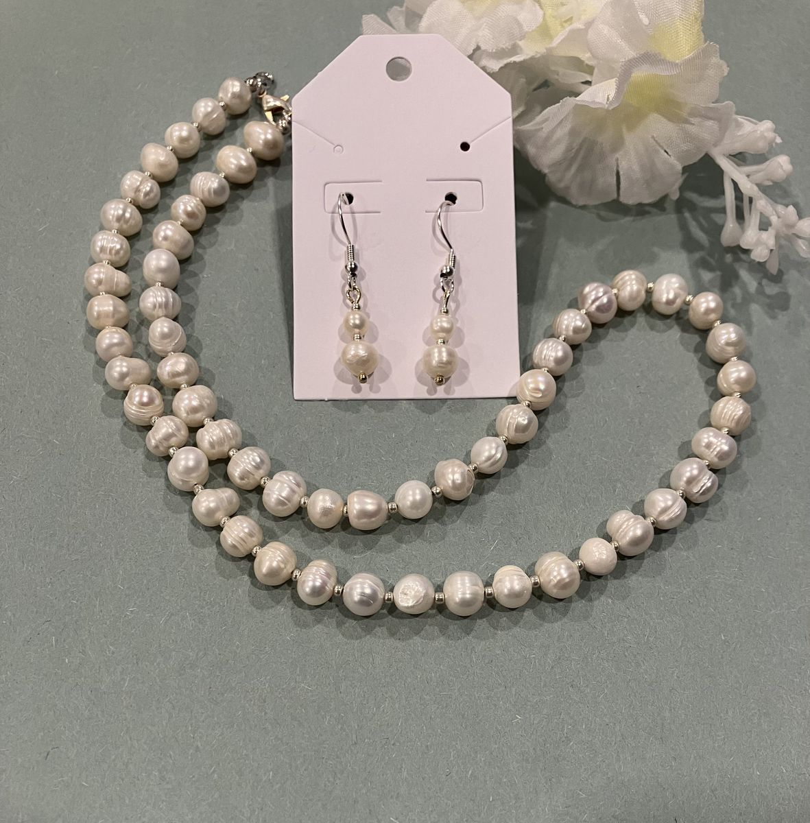 Cultured Pearl Necklace and Earrings