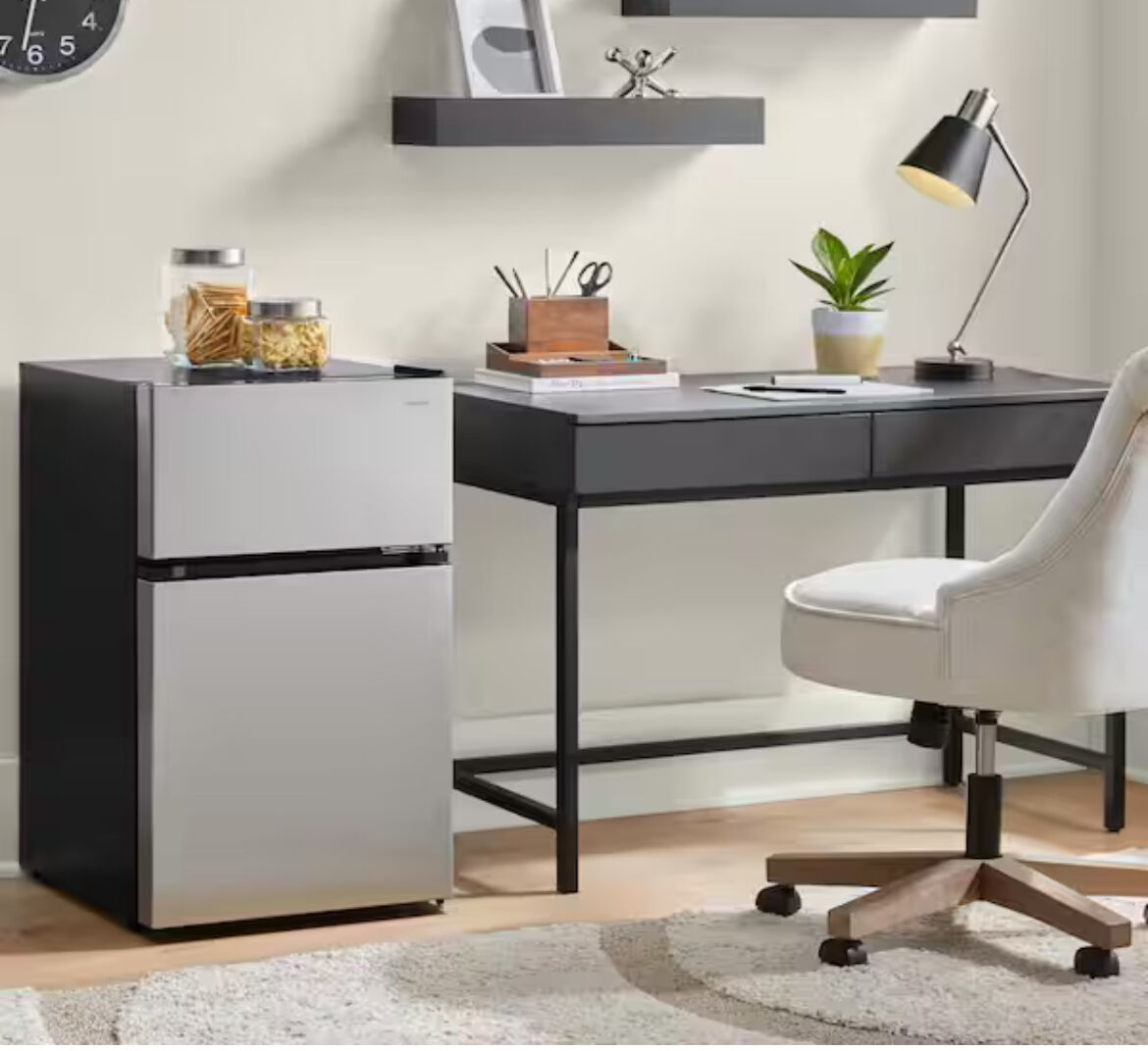 2 Door Mini Refrigerator in stainless Steel