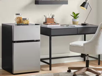 2 Door Mini Refrigerator in stainless Steel