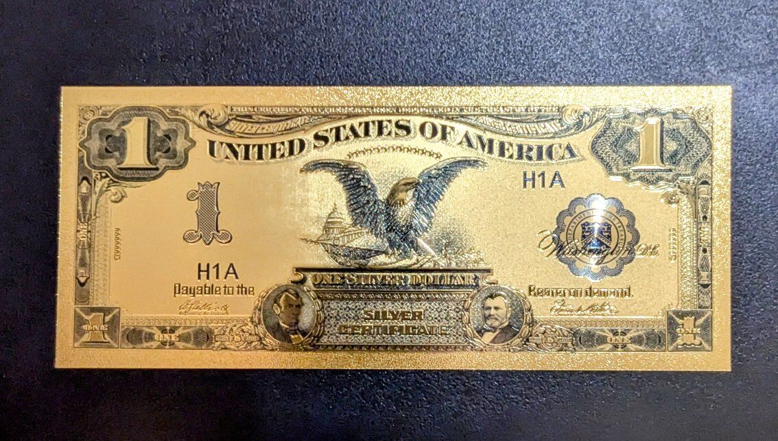 24K GOLD $1 BILL "BLACK EAGLE" SILVER CERTIFICATE.