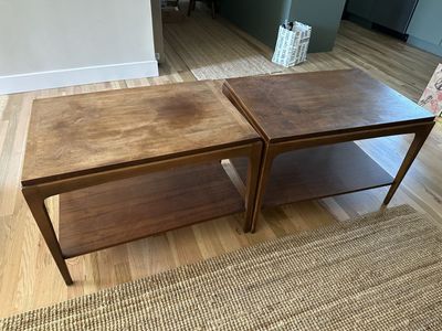 Vintage Lane Mid Century Modern Walnut Side Tables / End Tables – set of two