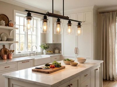37" Farmhouse 5-Light Kitchen Island Linear Pendant Light Fixture
