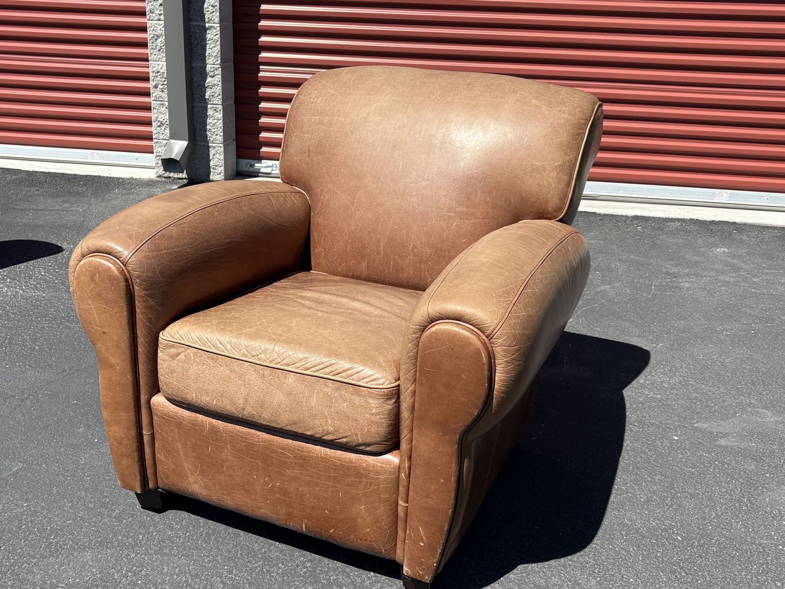 Beautiful Pottery Barn genuine leather armchair super comfortable Was $1,800 new  