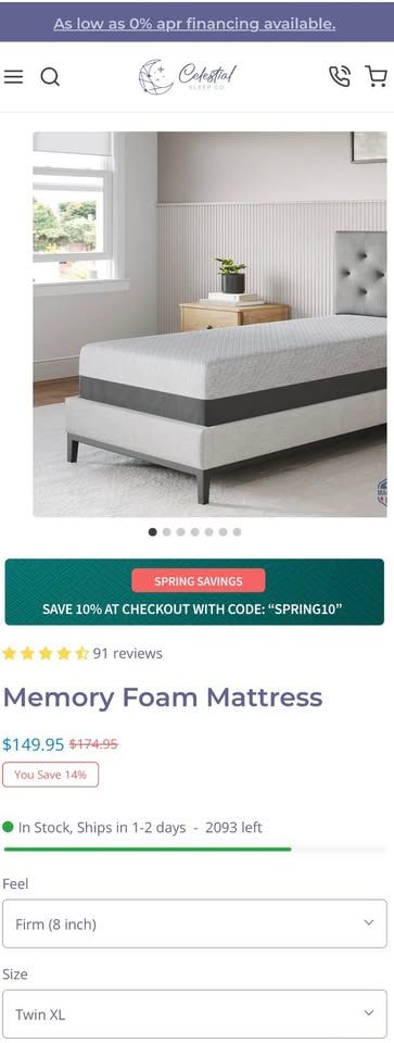8” Memory Foam Mattress