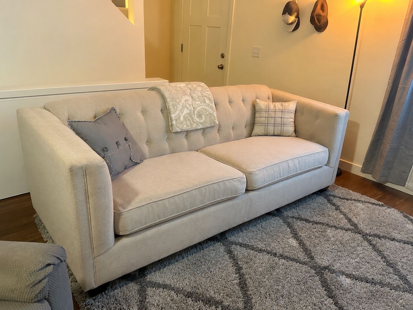Modern Beige Tufted Sofa