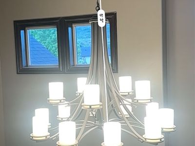 Large 15-Light Candle-Style Chandelier - Rustic Bronze Finish - Grand Entryway Lighting
