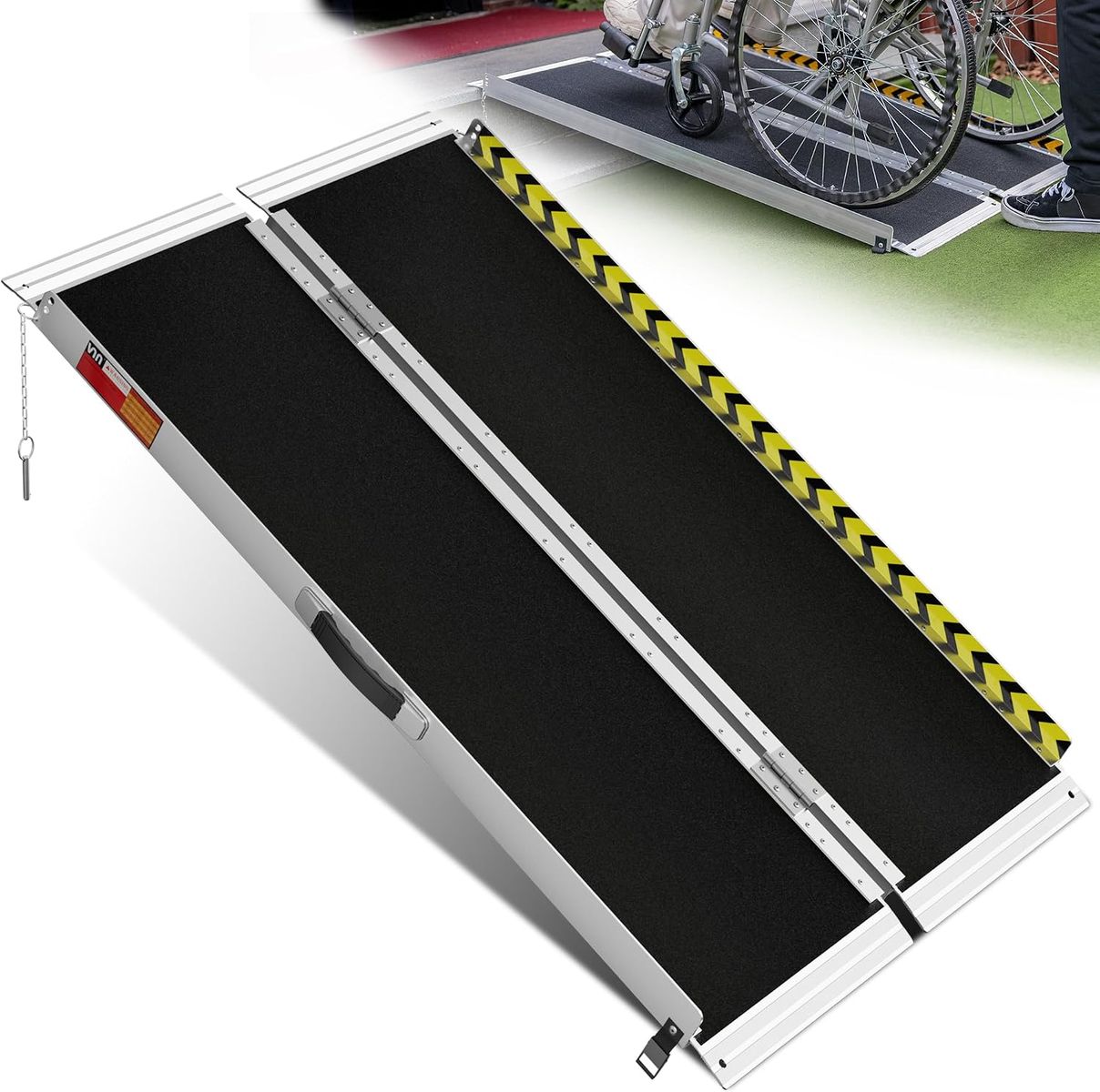 NEW VNN Portable Wheelchair Ramp 4FT, Non-Slip Aluminum Ramps for Wheelchairs for Home