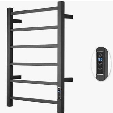 New Heated Towel Rack Wall Mounted Electric 6-Bar Matte Black
