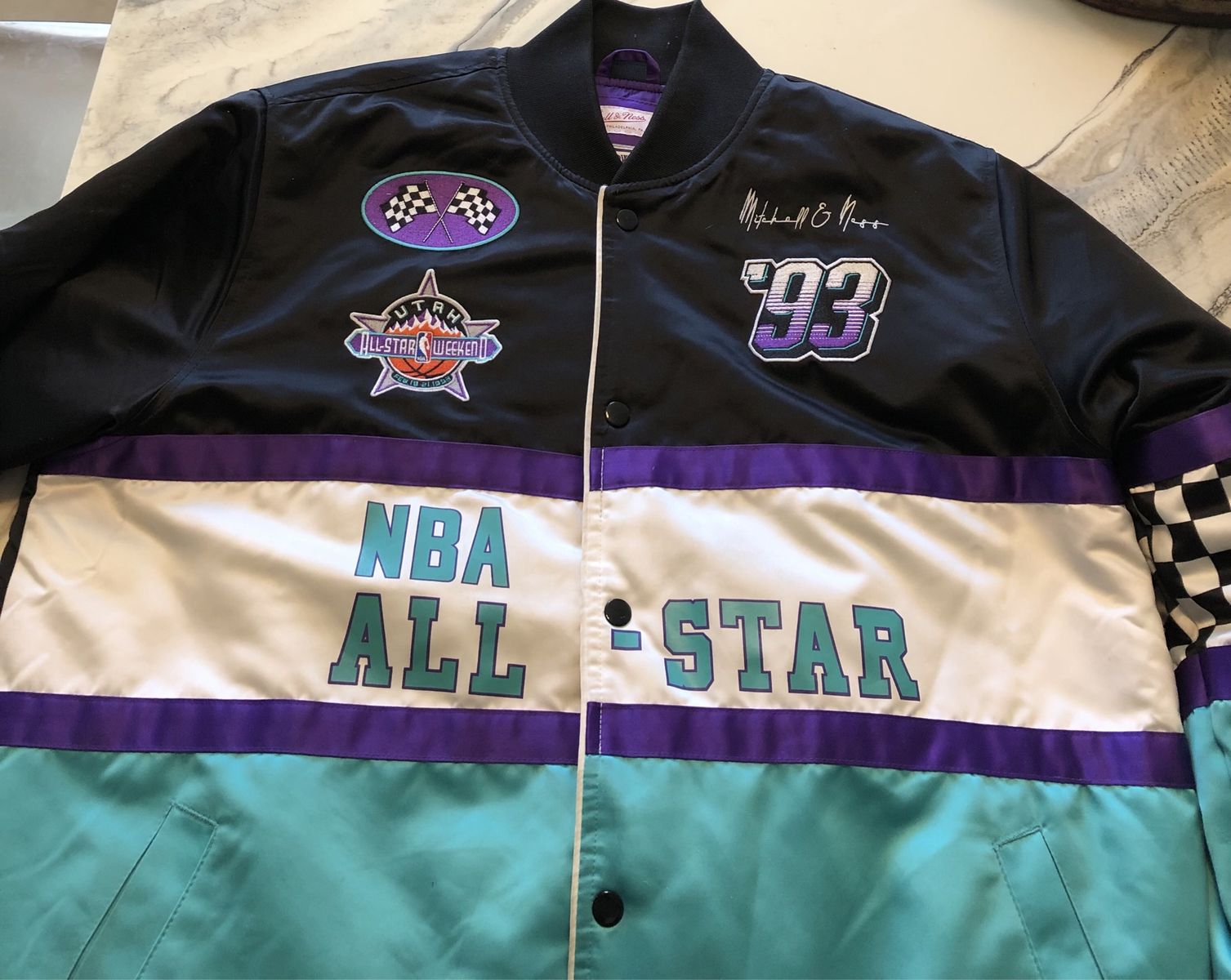 Mitchell & Ness NBA All-Star Weekend '93 Utah Satin Bomber Jacket - X-Large