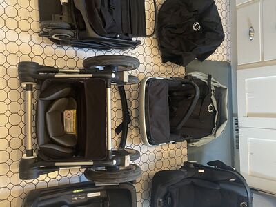 Newborn combo set: 2 strollers + 1 car seat (bugaboo brand) + bonus items.