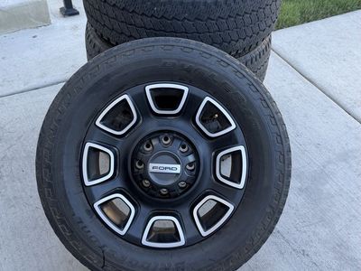 Ford F350 Platinum Rims and Tires 275/65R20 Bridgestone Dueller