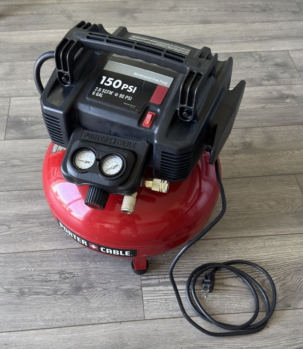 Porter Cable 6 Gallon 150 PSI Air Compressor with 50’ Hose & Air Gun