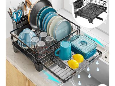 Expandable Stainless Steel Dish Drying Rack - Over-the-Sink & Countertop, 2-in-1 Design