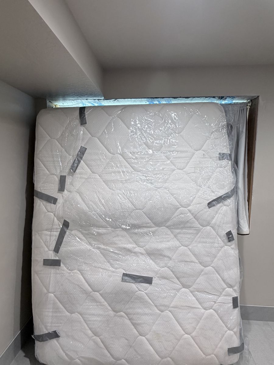 Used for one month. Soft, white Amazon essentials, Quilted Mattress in Protective Plastic Wrappings 