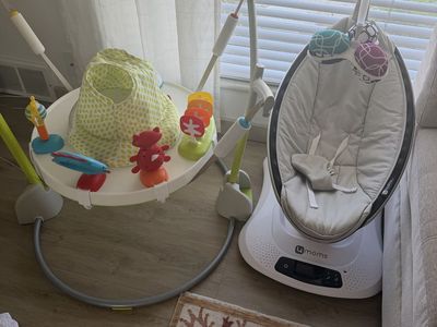 4moms mamaRoo Baby Swing and Skip Hop Baby Activity Jumper Bundle