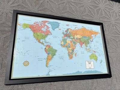 Black Framed Map of the World $30 cash/venmo in Draper