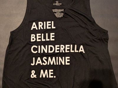 Disney Princess "Ariel Belle Cinderella Jasmine & Me" Black Sleeveless Crop Top - Women's XL