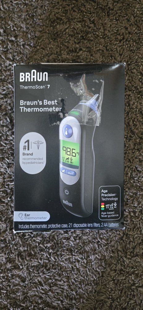 BRAUN ThermoScan 7 Ear Thermometer - Age Precision, Protective Case & Filters Included
