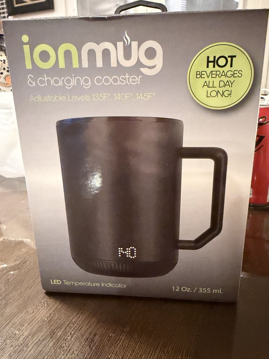 Ion Mug & Charging Coaster - 12 Oz Heated Coffee Mug with LED Temperature Indicator