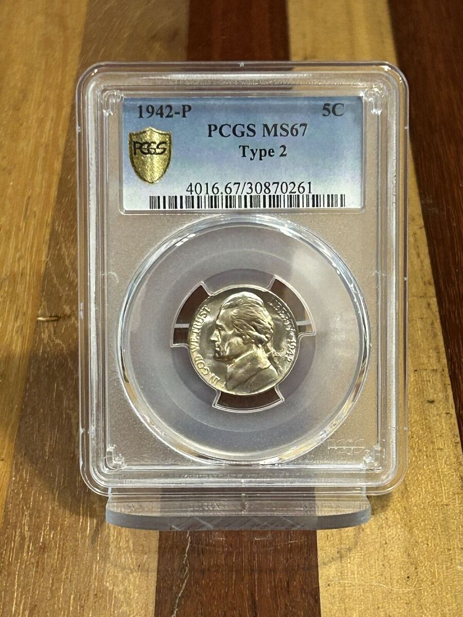 1942-P 5-cent "silver" Nickel. PCGS MS67